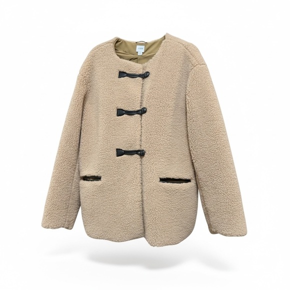 J. Crew Jackets & Blazers - J. Crew Taupe Sherpa Toggle Jacket
